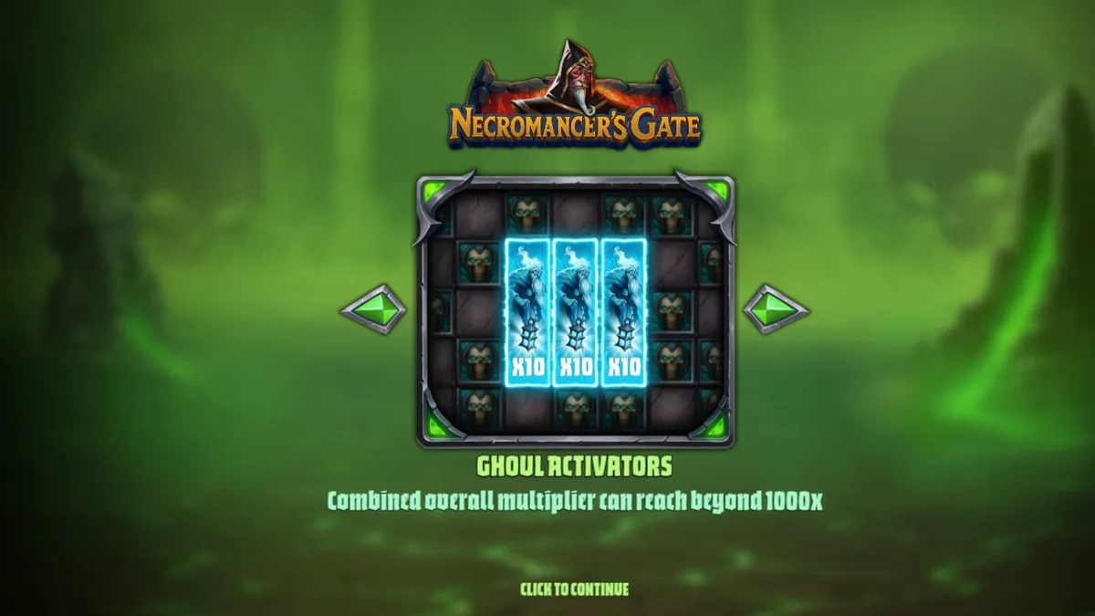 Tampilan visual slot Necromancer’s Gate dengan nuansa horor gotik